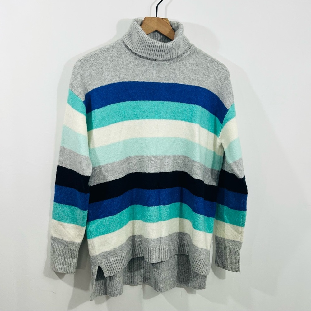 Talbots Gorgeous Pullover Turtleneck Striped Soft Cozy Comfy Stretch Petite L